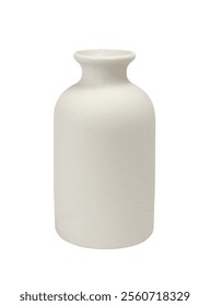 Close-up shot of an empty small ceramic vase isolated on white background