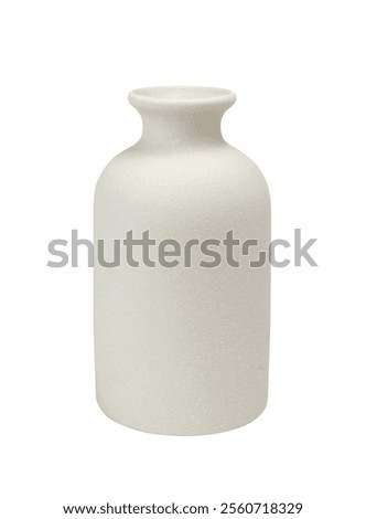 Close-up shot of an empty small ceramic vase isolated on white background