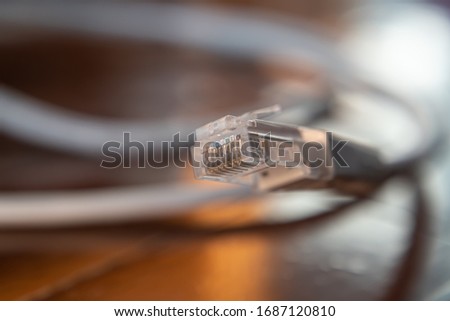 Close-up shot of Ethernet LAN cable
