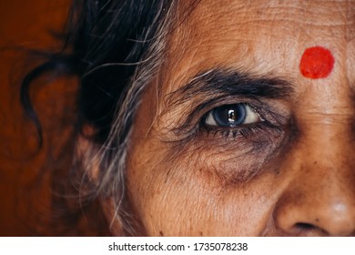 Closeup Shot Of Eye Of An Old Indian Lady