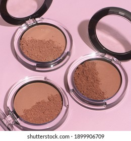 A Closeup Shot Of Face Powder For Makeup, Bronzer, Blusher, And Highlighter