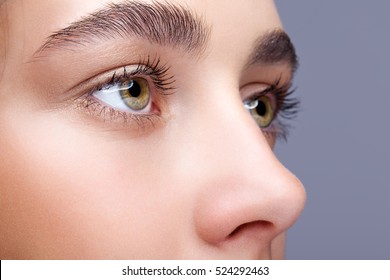 Closeup shot of female face makeup