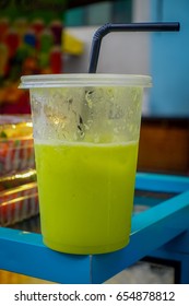 Closeup Shot Of Fresh Green Juice From A Street Market In Kuala Lumpur