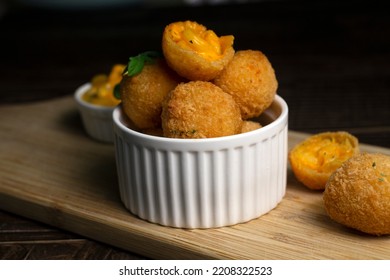 Close-up Shot Of Fried Mac And Cheese Balls