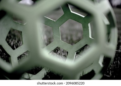 A closeup shot of a hexagonal patterned ball texture