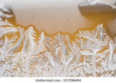 A Closeup Shot Of Icy Floral Patterns On The Glassy Surface