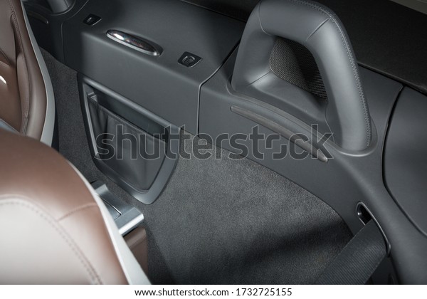 A\
closeup shot of the interior details of a modern\
car