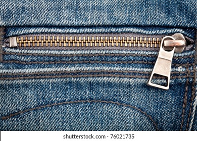 Closeup Shot Of Jeans Zipper