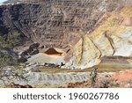 A closeup shot of the Lavender Pit Bisbee mineral mine in Arizona