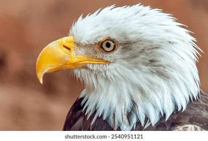 A close-up shot of a majestic bald eagle, with its intense gaze - Powered by Shutterstock