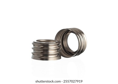 Close-up shot of a metallic E27 to E40 light bulb socket adapter on a white background.
A high-quality image lamp adapters.