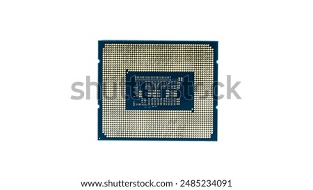 A close-up shot of a modern CPU chip with a focus on its intricate circuitry and intricate design, highlighting the complexity of modern technology.