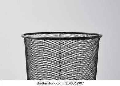 Close-up Shot Of Office Trash Can Isolated On White