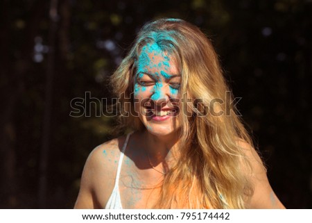 Similar – Close up portrait of happy blonde girl