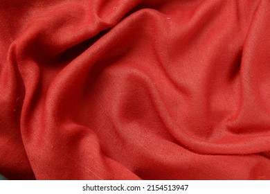 A Closeup Shot Of A Red Cotton Fabric