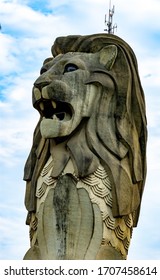 Closeup Shot Of The Sentosa Merlion, Singapore, March 30, 2020