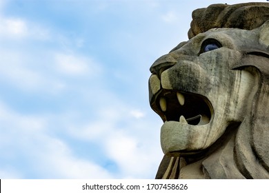 Closeup Shot Of The Sentosa Merlion, Singapore, March 30, 2020