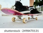 Close-up shot of skateboarder