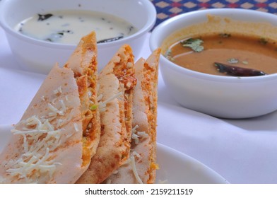 A Closeup Shot Of South Indian Style Cheese Masala Dosa