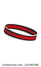 A Closeup Shot Of A Tilted Hair Band For Jogging And Sports. Round-shaped Training Headband With Stripes, Isolated On The White Background. Trendy Athletic Headwear. Hair Accessories For Fitness.