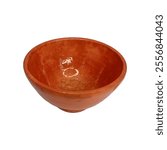 Close-up shot of a Traditional ceramic clay  Earthen Empty Bowl isolated on a white  background