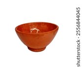 Close-up shot of a Traditional ceramic clay  Earthen Empty Bowl isolated on a white  background