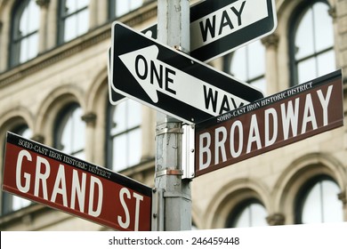 Close-up shot of traffic signs in New York city, USA. - Shutterstock ID 246459448