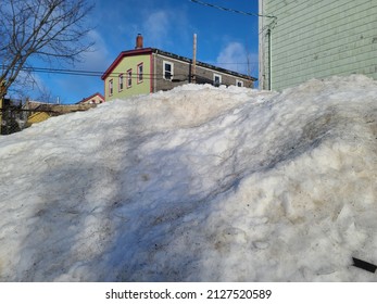 A Closeup Shot Of A Very Large Snowbank. 