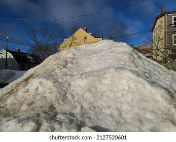 A Closeup Shot Of A Very Large Snowbank. 