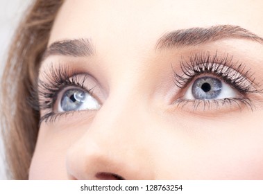 Closeup Shot Of Woman Eye With Day Makeup