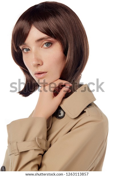 Closeup Shot Woman Short Dark Brown Stock Photo Edit Now 1263113857