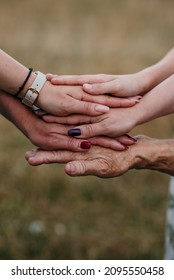 A Closeup Shot Of Women's Hands From Different Generations Together