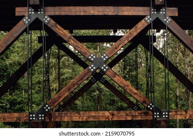 A Closeup Shot Of Wooden Cantilever Bridge