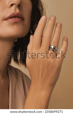 Similar – Foto Bild Frau mit zwei Ringen