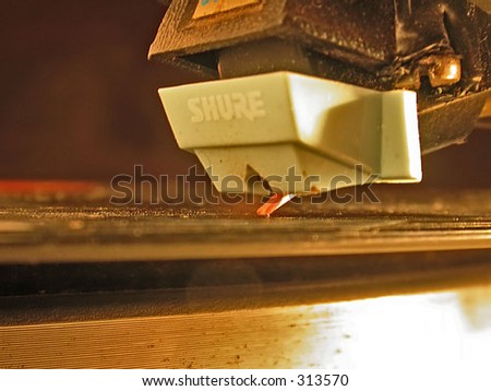 Closeup of shure stylus