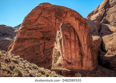 Closeup Side View of Rainbow Bridge, Rainbow Bridge National Monument, Lake Powell, Utah