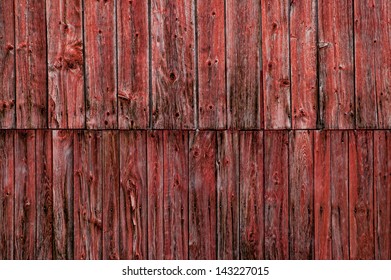 Closeup Of The Side Of A Weathered Red Barn, Stowe, Vermont, USA