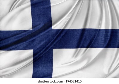 Closeup Of Silky Finnish Flag