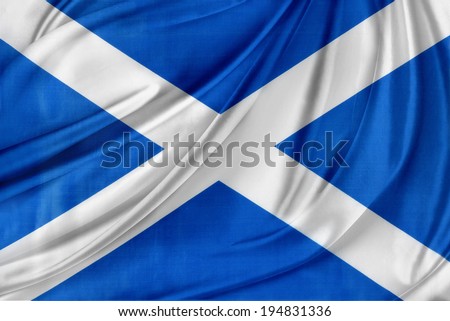 Closeup of silky Scottish flag