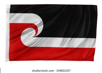 Closeup Of Silky Tino Rangatiratanga, Maori, Flag Isolated On White 