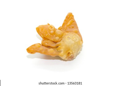 Closeup Of Single Deep Fried Wonton