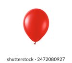 Closeup single red balloon isolated on white background