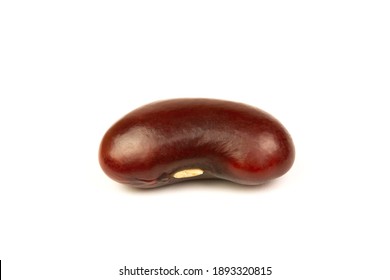 Close-up Single Red Bean Or Kidney Bean Isolated On White Background.  