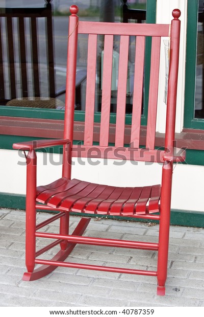 Closeup Single Red Rocking Chair Outside Royalty Free Stock Image