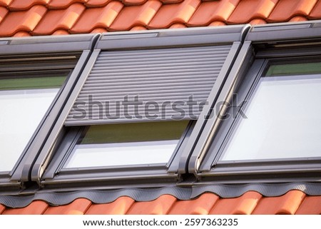 Close-up of a skylight with roller shutter 