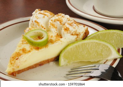 Closeup Of A Slice Of Key Lime Pie