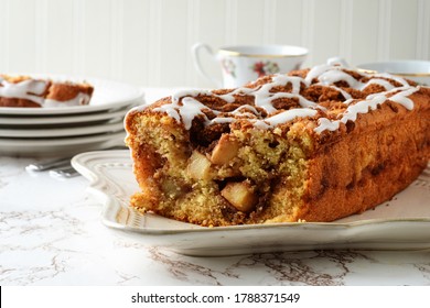 Closeup Sliced Apple Fritter Loaf Bread Cake