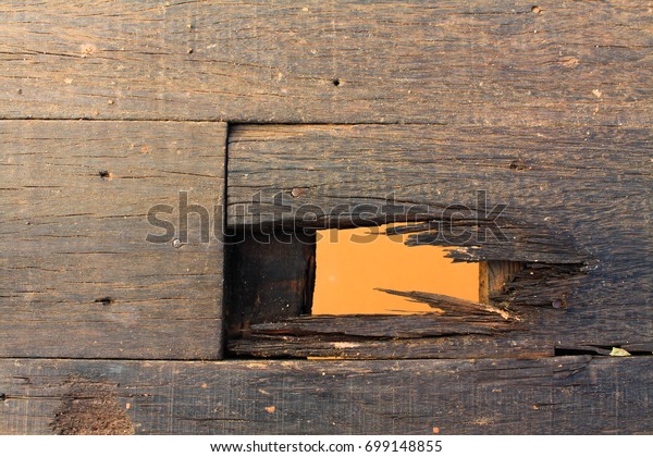 Closeup Small Hole Old Wooden Bridge Stock Image Download Now