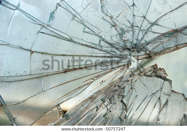 Closeup Smashed Glass Panel Cracked Broken Stock Photo (Edit Now) 50757247