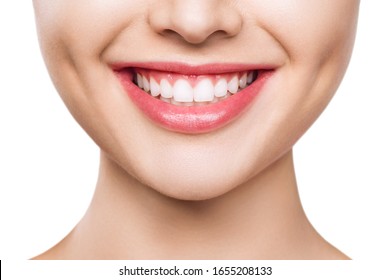 Closeup Of Smile With White Healthy Teeth